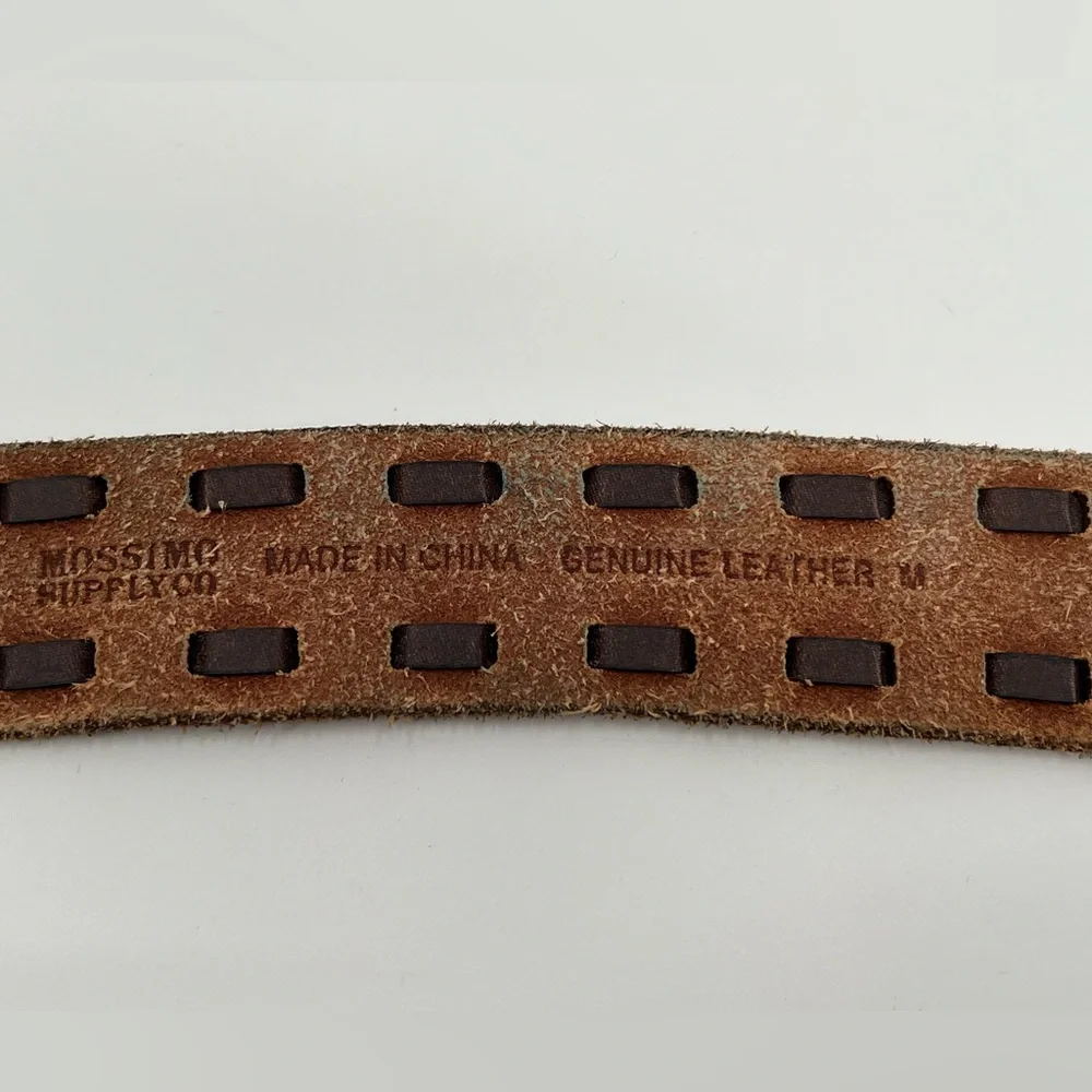 Brown Leather Belt‎ With Leather Stitching 34